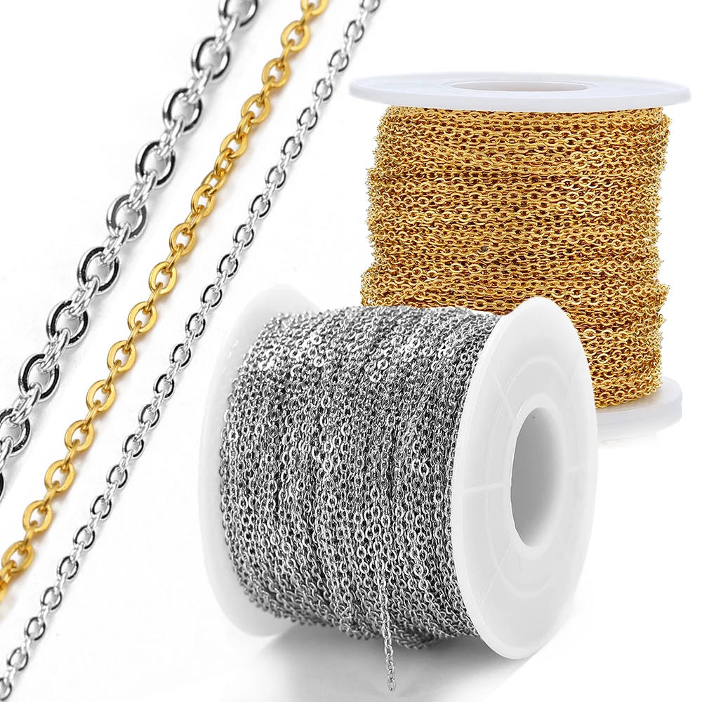 10 Meters 2 Meters Gold color Stainless Steel Necklace Chains For Jewelry Making Findings DIY Necklace Chains Materials Supplies