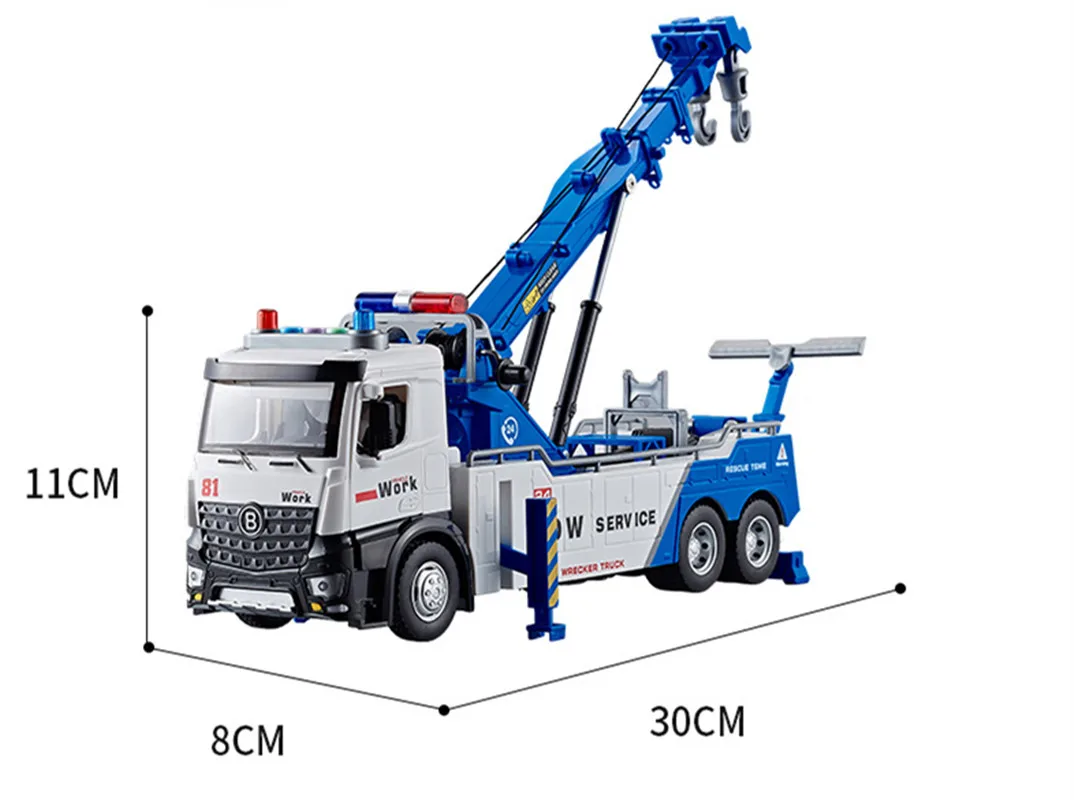 Hot sale 1: 32 alloy rescue trailer model,simulation crane toy,urban cleaning vehicle toy,wholesale