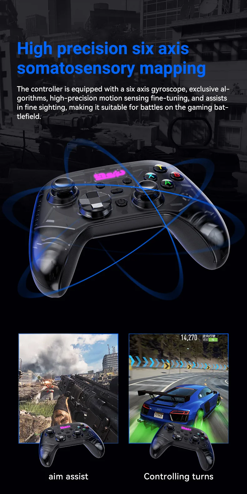 G7 Kabelloser Mobiler Spiele-Controller, Hall-Joystick, Trigger, Unterstützt Switch/Android/iOS/P4/PC, G6 Controller Upgrade-Version – Detail 10