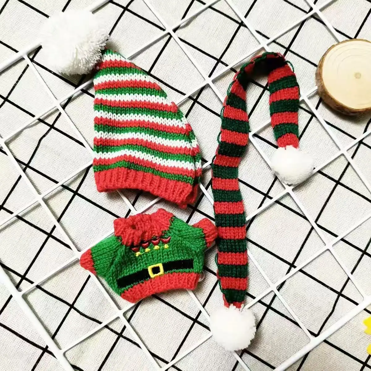 

Mini Doll'S Clothes Outfit Accessories For Korea Kpop Exo Labubu Idol V1 V2 Christmas Cookie Man Sweater Hat New Year Clothes