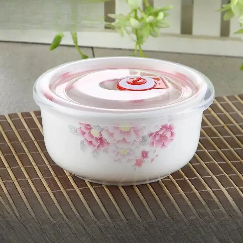 

Ceramic Food Storage Container Microwave Safe Rice Box with Lid Fridge Sealed Bowl Noodles Bowl for Work Lunch Time