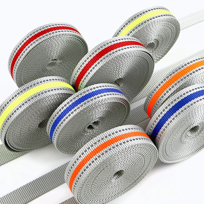 

15/20/25mm Gray Reflective Webbing for Dog Leash Sewing Starp Nylon Tapes Night Running Clothing Decoration Ribbon Haberdashery
