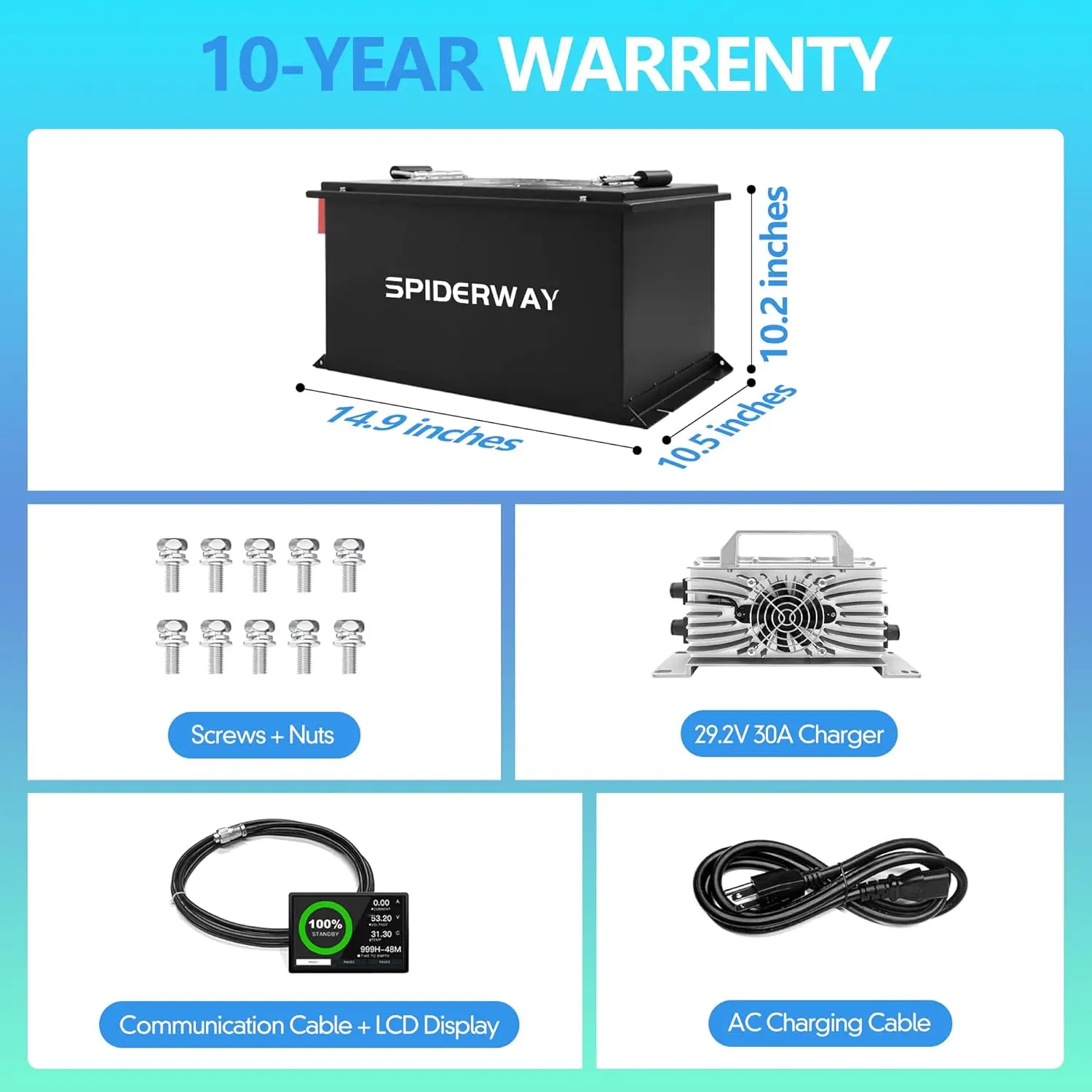 

24V 105Ah Lithium LiFePO4 Golf Cart Battery 200A BMS 4000+ Cycles Max 6.45KW Perfect for RV Marine Trolling Motor Solar Off-Grid