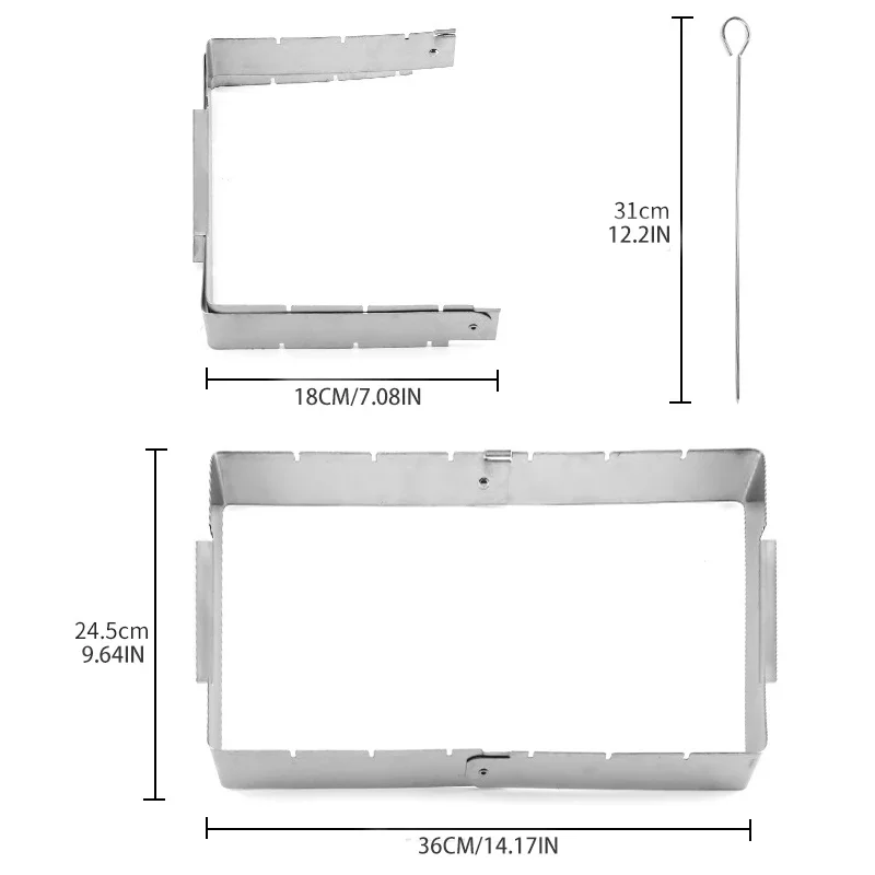 Stainless steel foldable skewer rack, simple barbecue grill, BBQ outdoor grill with barbecue stick