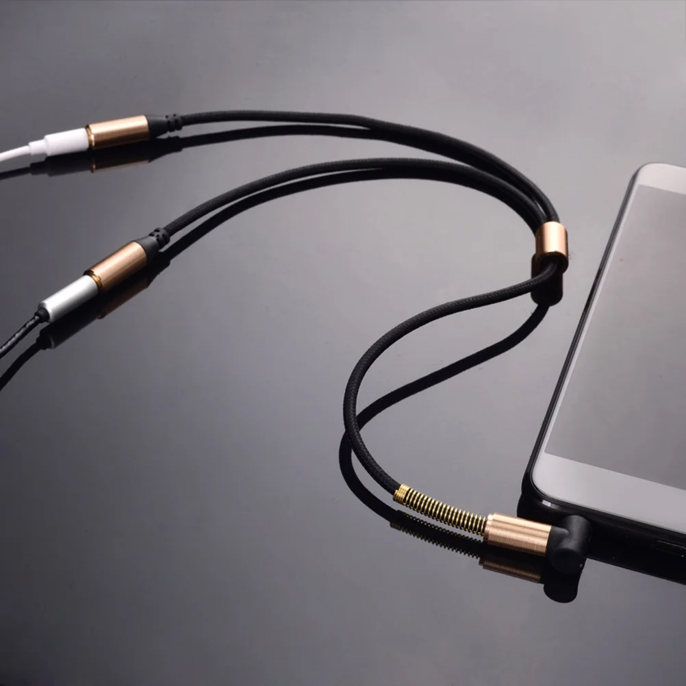 

Dual 3.5mm Audio Splitter Cable for Headphones and Speakers Black Aux Jack Adapter for Sharing Music on Tablet Mp3 Device