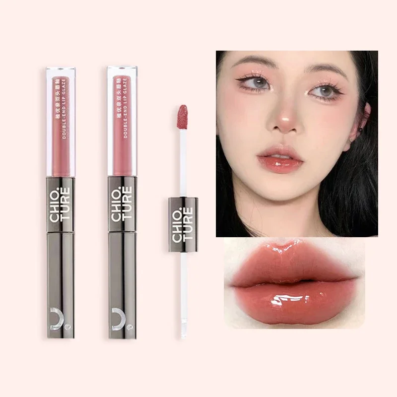 

CHIOTURE Double-ended Lip Glaze Mirror Watery Glossy Lip Oil Lip Honey Female Non-stick Cup Lipstick Lip Gloss Non-fading Makeup