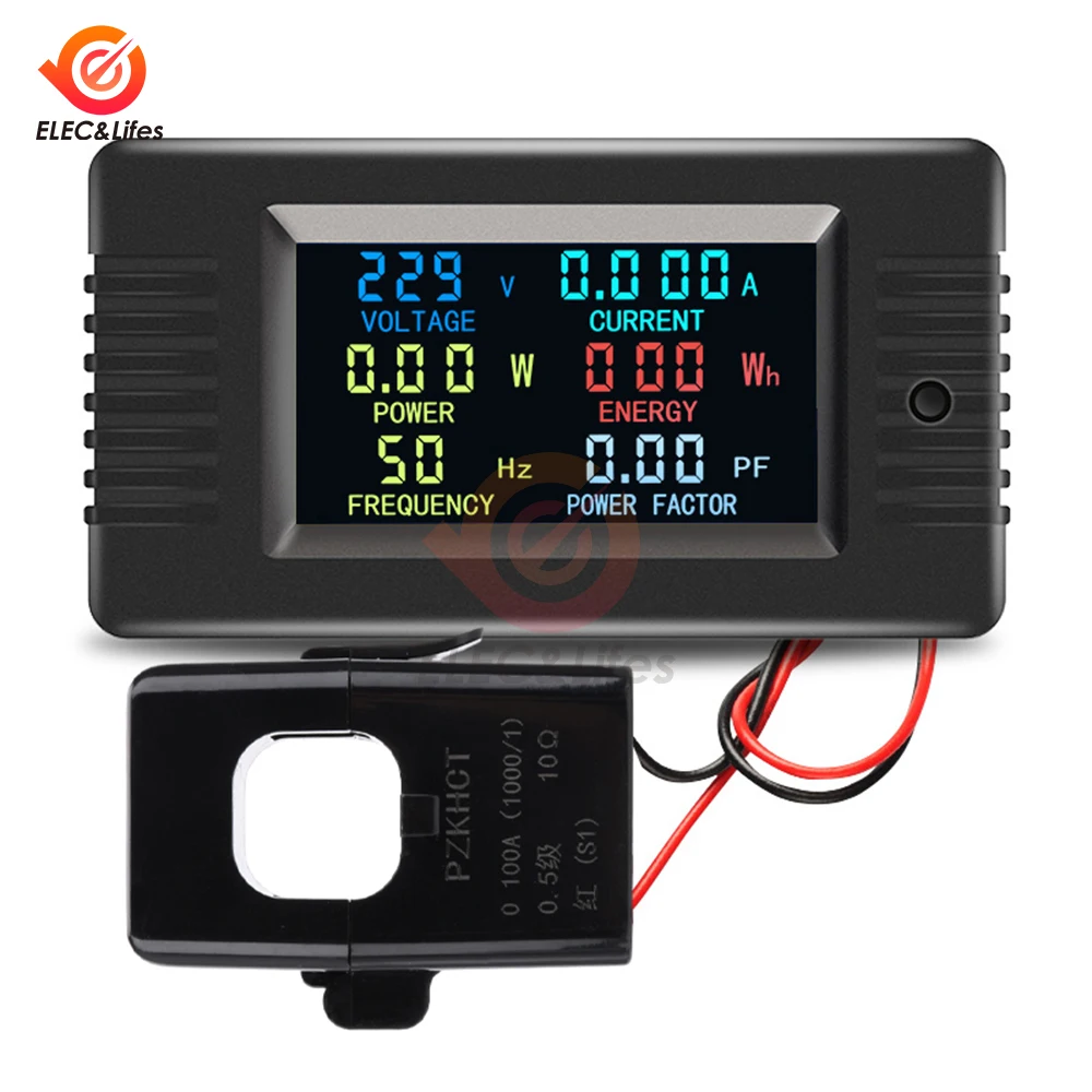 AC 80-260V woltomierz amperomierz PZEM-022 miernik energii mocy LCD cyfrowy AC watomierz miernik elektryczny 0-100A 2200W detektor mocy