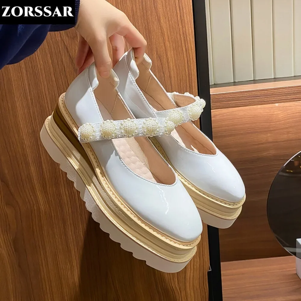 

Genuine Leather Women Casual Shoes Designer Flat Platform Loafers For Women Wedge Mary Jane Shoes Ladies Moccasins Zapatos Mujer