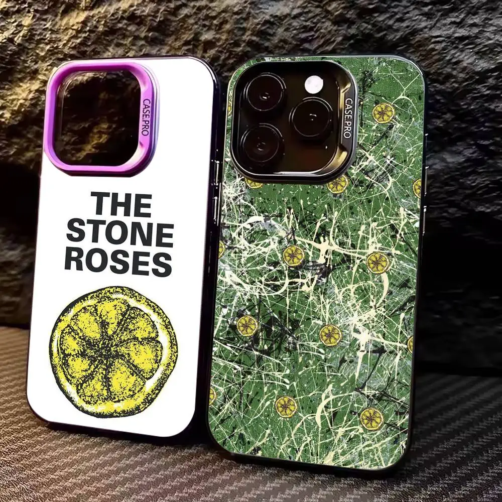 

90s Rock Band The Stone Roses Phone Case For iPhone17,16,15,14,13,12,11 Plus,Pro Max Colored Silver Plated Inside Cover