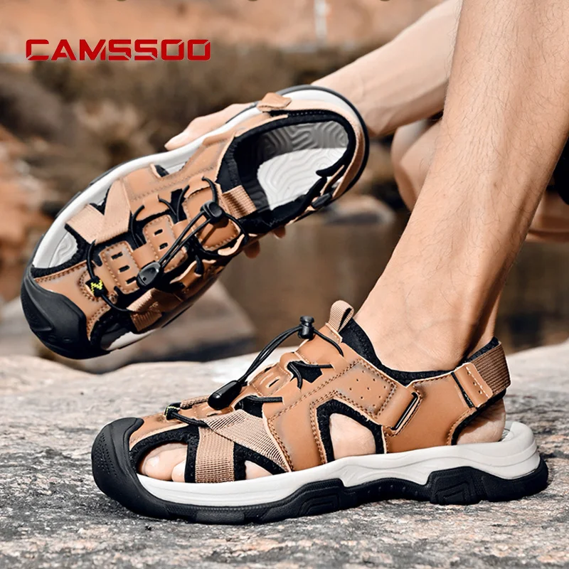 

CAMSSOO Outdoor Men's Upstream Shoes Rubber Air Mesh Sandals Wading Quick Drying Beach Sneakers Breathable Summer Aqua Shoes