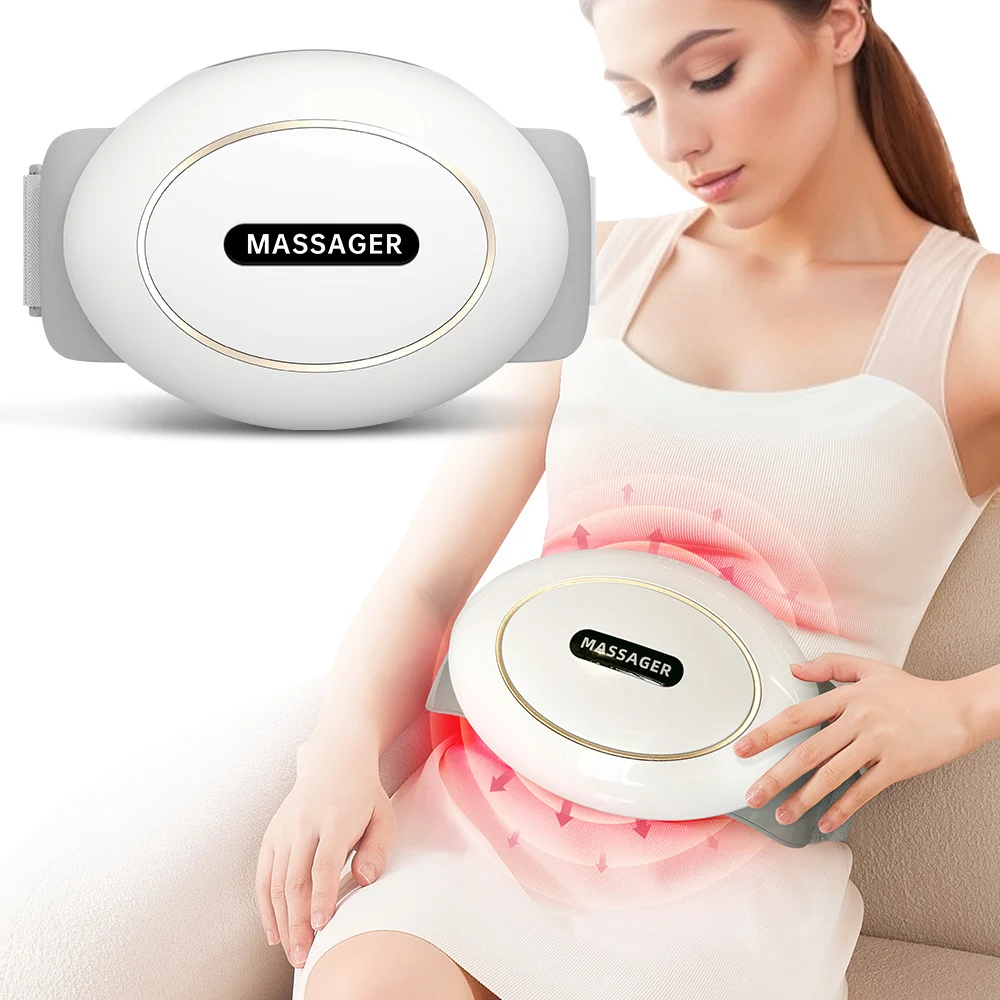 Masseur abdominal intelligent avec deux modes de massage, chauffage par lumière rouge, minuterie intelligente de 10 minutes, appareil de relaxation portable pour la maison, fonction de chauffage par lumière rouge à température constante, sûr, faible consommation d'énergie, portable