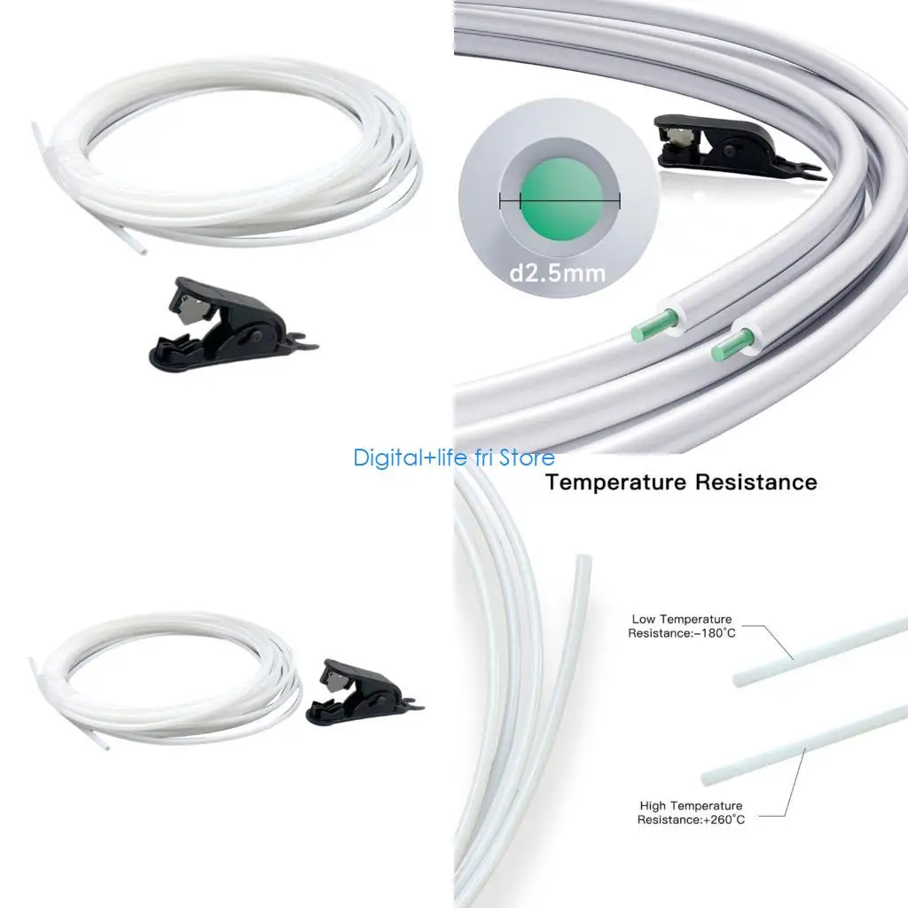 Tube en PTFE E06D 10m, avec Clip, résistant aux hautes températures, coupe précise pour laboratoire P1S