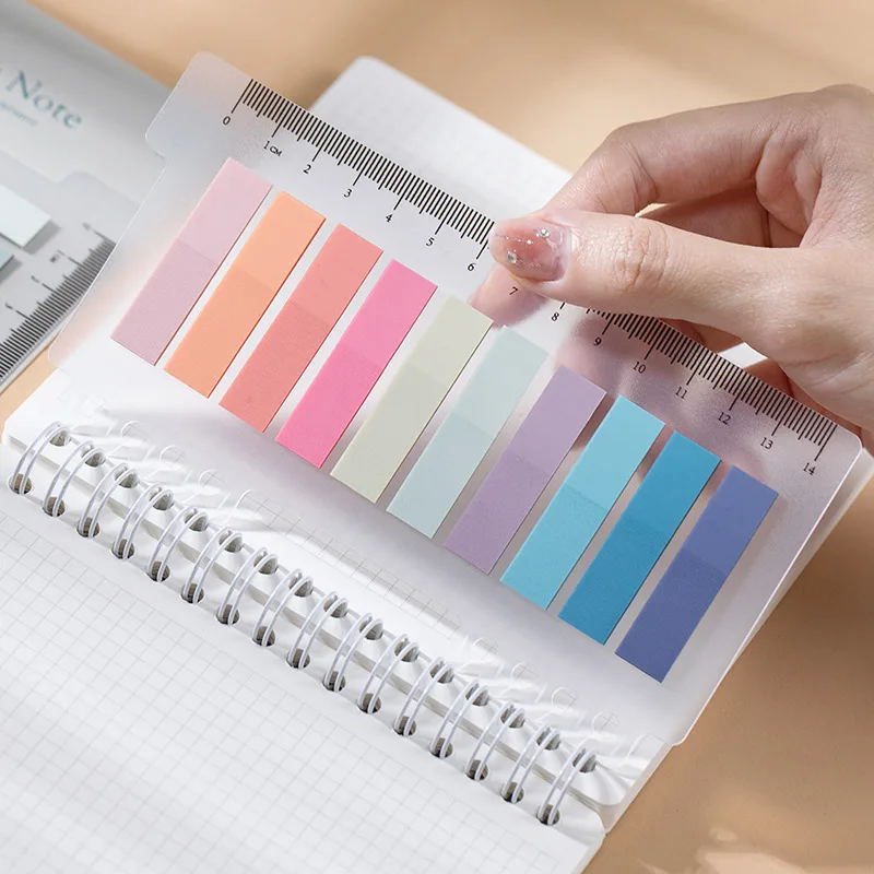 200 Pcs Multicolor Sticky Index Tabs Strip Index Tabs Writable Page Sticky Notes With Ruler For Page Marking Classify File