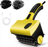 Wireless Electric 360° Rotatings Electric Grill Clean Brush with Replacements Bristles Cordless Automatics Steam Grill Cleaner