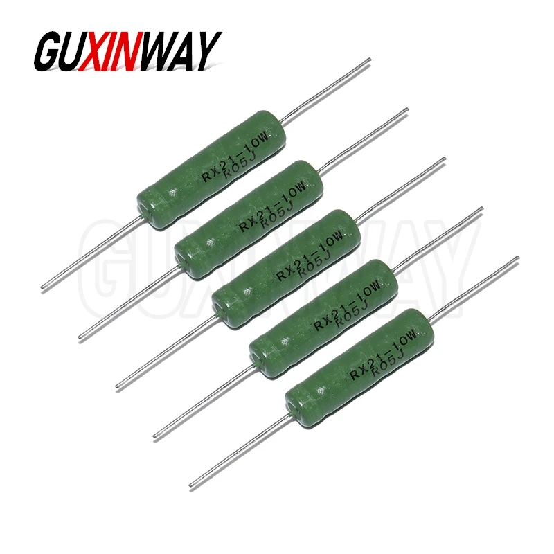 5pcs RX21 10W Wire Wound Resistance 5% 1R 10R 100R 1K 10K 12K 15K 18R 20R 22R 24R 27R 30R 33R 36R Resistor