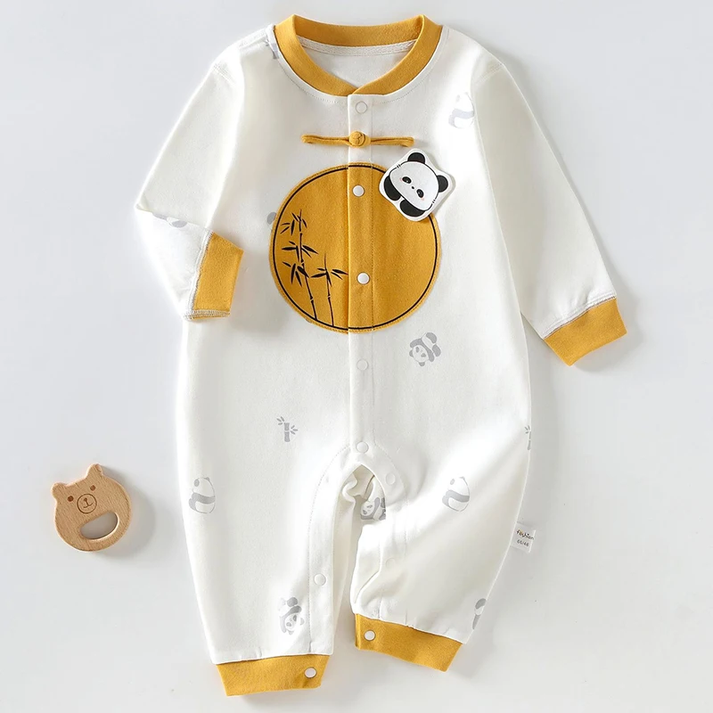 Spring Autumn Newborn Boy Clothes Girls Outfit China Style Casual Cartoon Cute Long Sleeve Cotton Jumpsuits Baby Stuff BC854