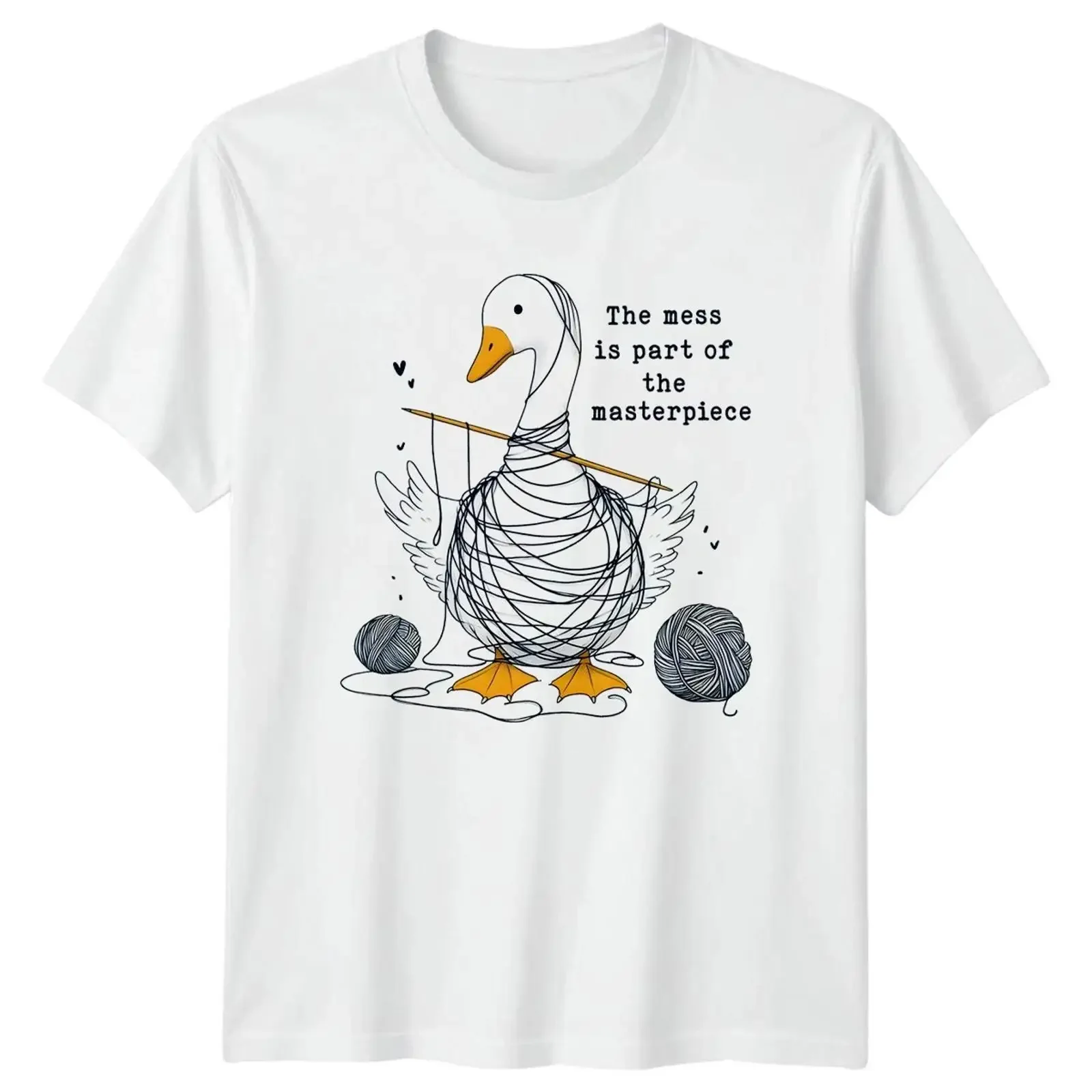 T Shirt The Mess Is Part Of Funny Goose Knitting Birthday for Him and Her Image 1 4 vintage Washed Stylish Slightly Breathable