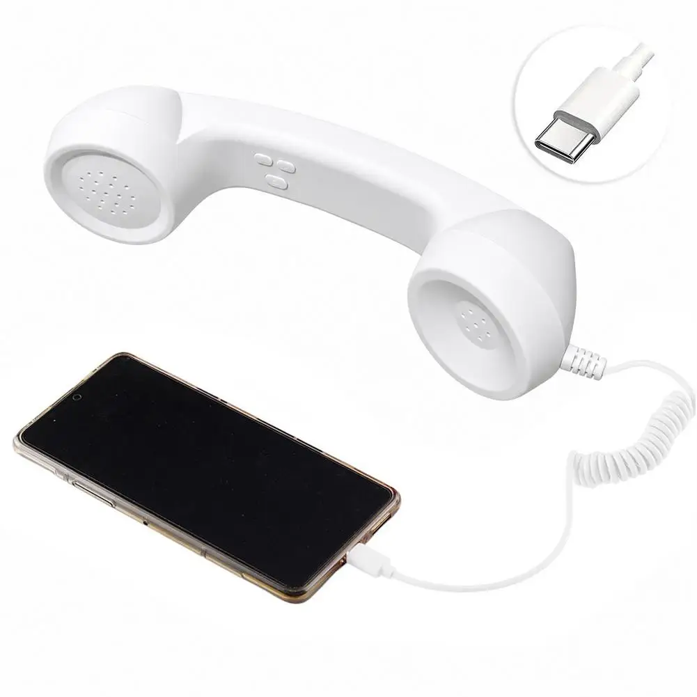 Retro-Telefonhörer Typ C Handy-Empfänger Plug-and-Play-Mikrofon-Headset für iPhone Samsung Xiaomi Smartphone – Detail 6