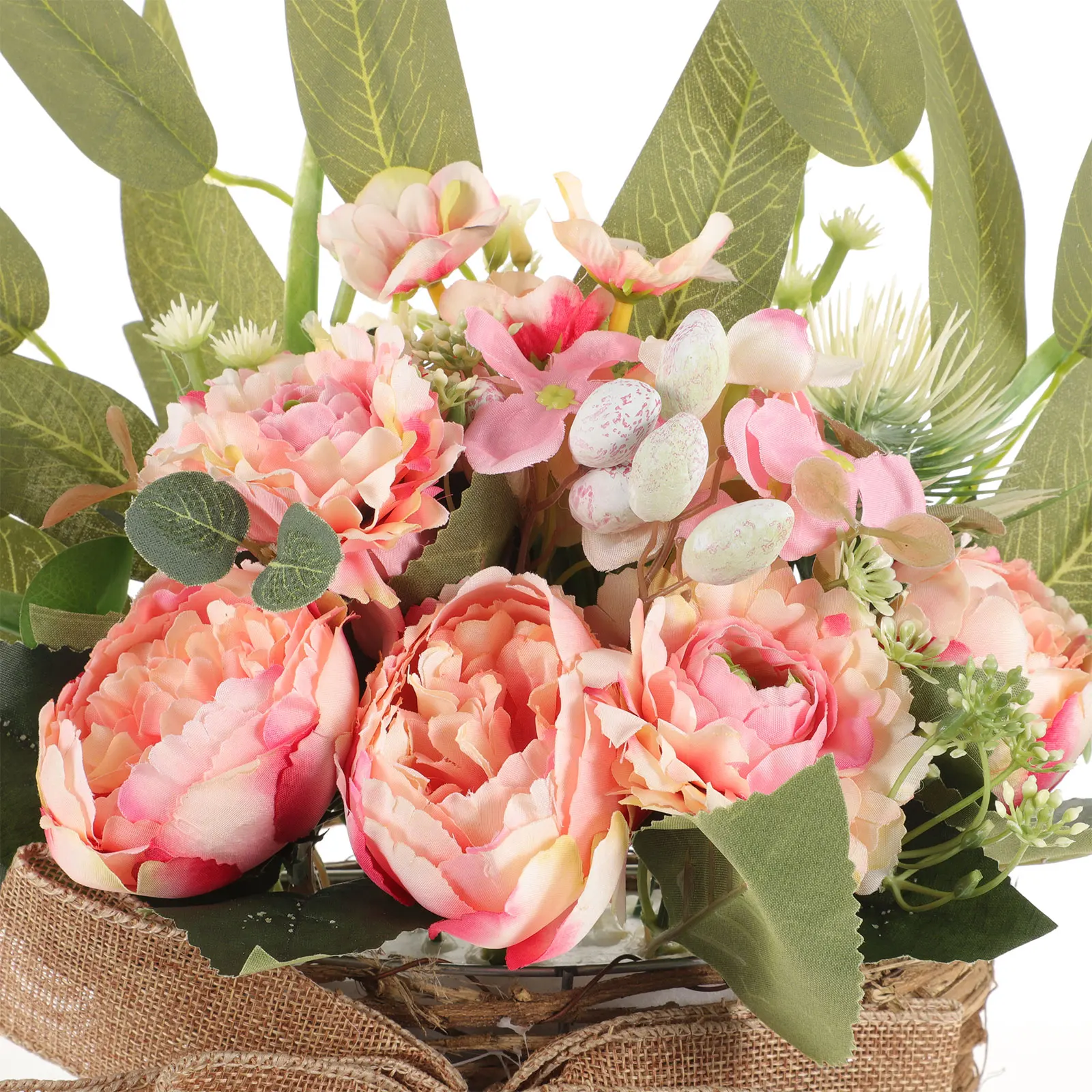 

Artificial Hanging Peony Flower Basket Lifelike Simulation Floral Decor for Home Office Porch Farmhouse Decoration