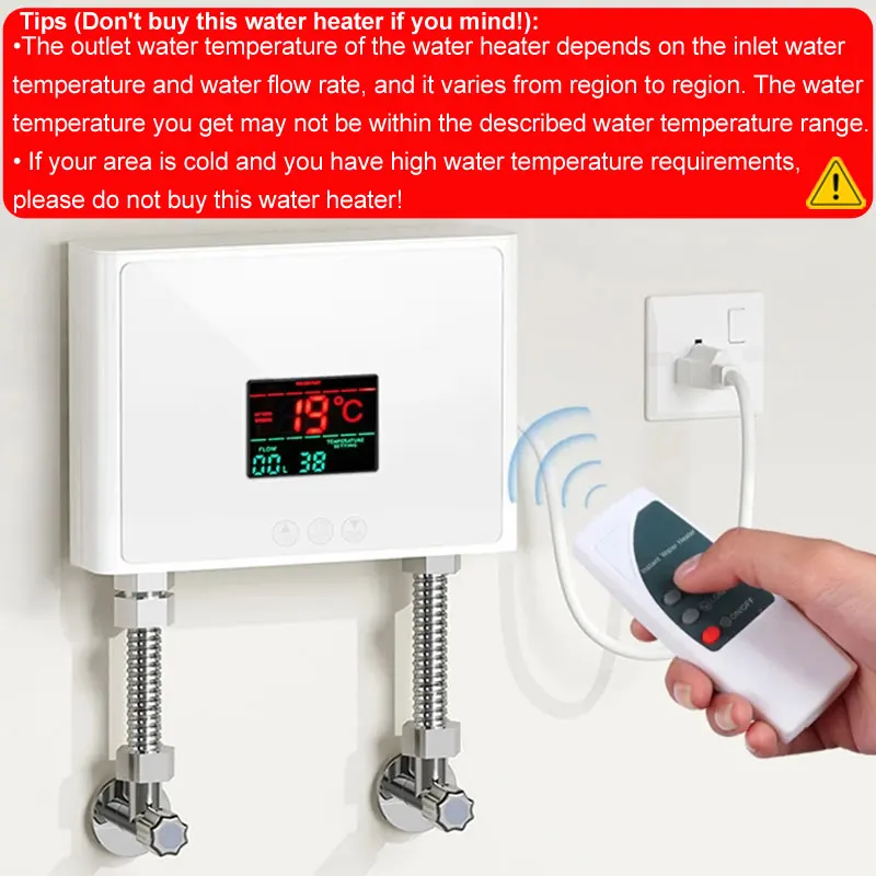 5500W/3000W 탱크리스 온수기 흐르는 원격 시작 전기 온수기 샤워 욕실 주방 인스턴트 온수기