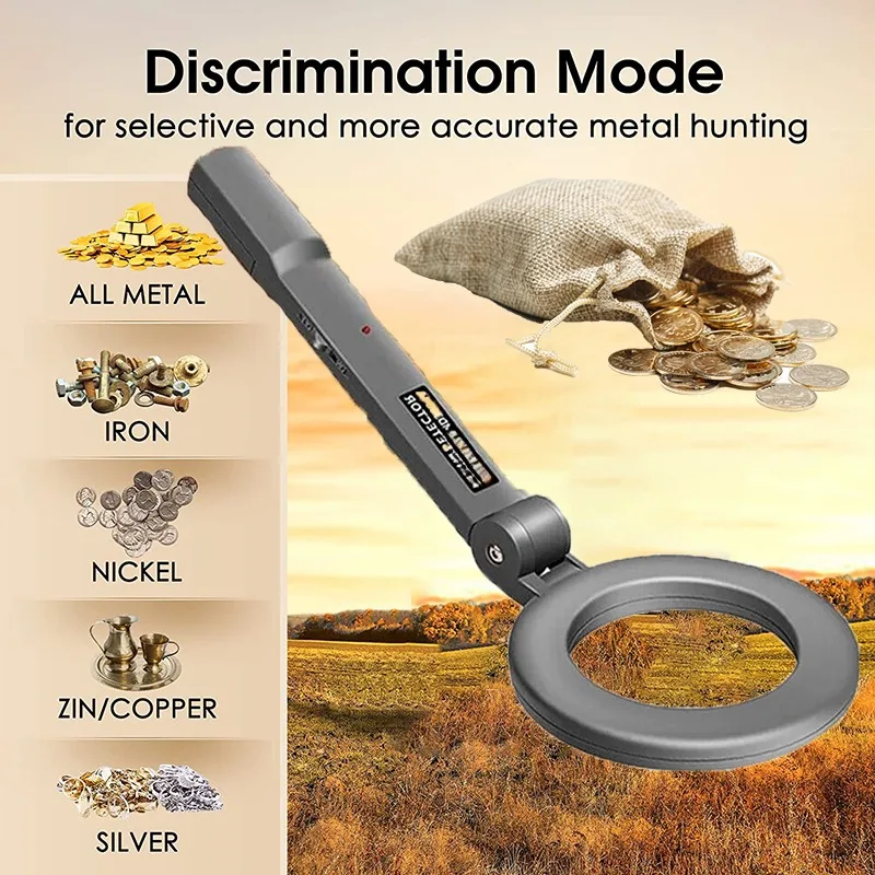 

1pcs Handheld Folding Mini Metal Detector, High-precision Metal Scanner, Outdoor Treasure Hunting, Safety Inspection Instruments