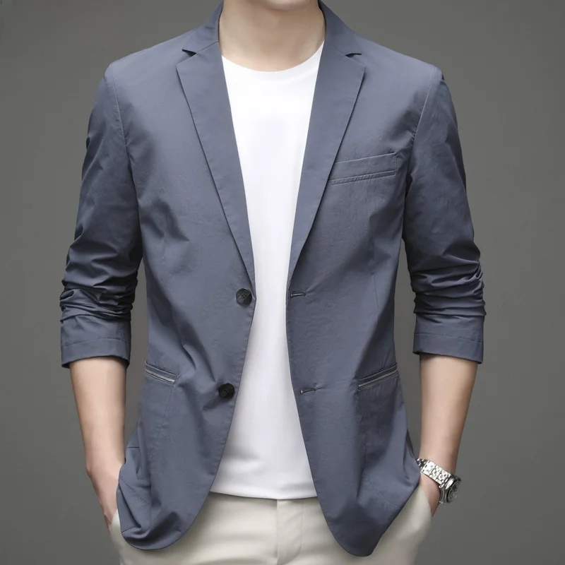 

Hengyuanxiang Casual Men's Busin Suit Jaet Thin Single Layer Spring Autumn Korean Sle Long Sve Regular Fit Coat