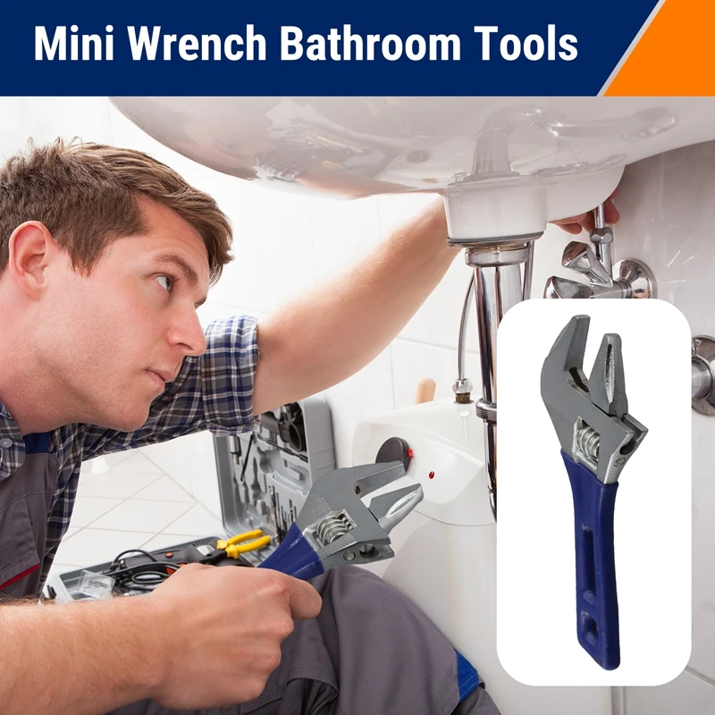 2PCS Universal Adjustable Wrench Large Opening Short Handle Multifunctional Mini Wrench Bathroom Tools