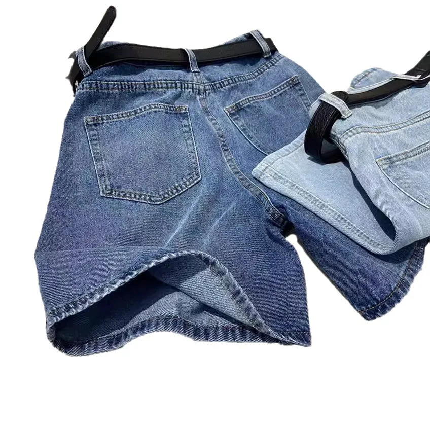 New Women Summer Midi Shorts Skirt Hip Zipper Button Pockets Vintage Casual Elegant Party Fashion Casual Denim