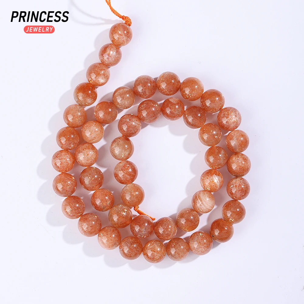 A+++ Natural Brazil Golden Sunstone 8.8-9.5mm Loose Beads for Jewelry Making Bracelet Wholesale Stone Beads DIY Accessories