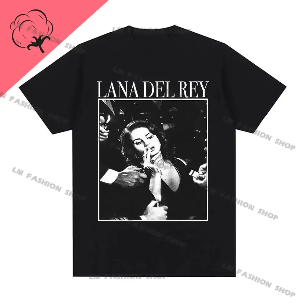 Camiseta con estampado de la cantante Lana Del Rey para hombre y mujer, ropa de calle de algodón, Hip Hop, de manga corta, Unisex, Y2k