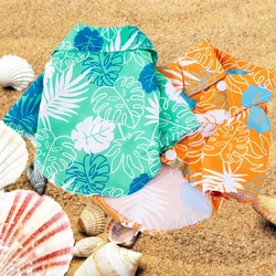 Hawaiian Style Dog Shirt Coconut Tree Patern Dog Vest Chihuahua Yorkie Breathable Polo Shirt Puppy T-Shirt Summer Pet Clothes