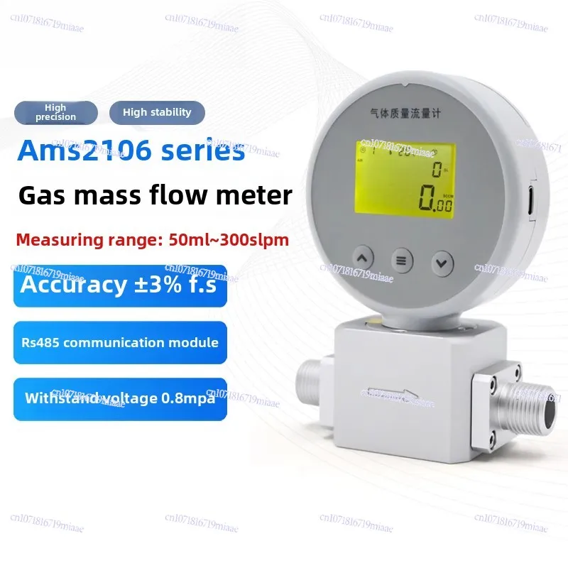 Digital Display Micro Gas Mass Flowmeter Compressed Air Nitrogen Oxygen 485 Remote Flow Meter AMS2106