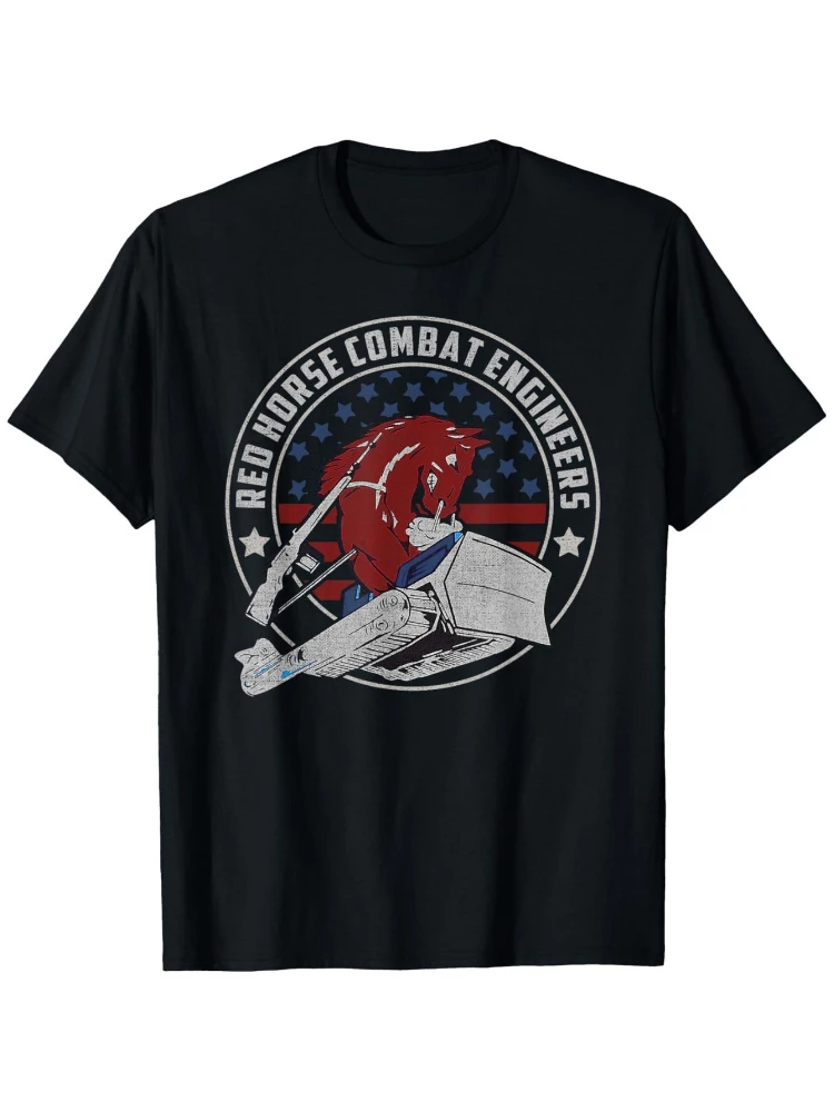

RED HORSE Combat Engineer US Military pattern - 100% cotton summer short sleeve O-neck printed T-shirt.