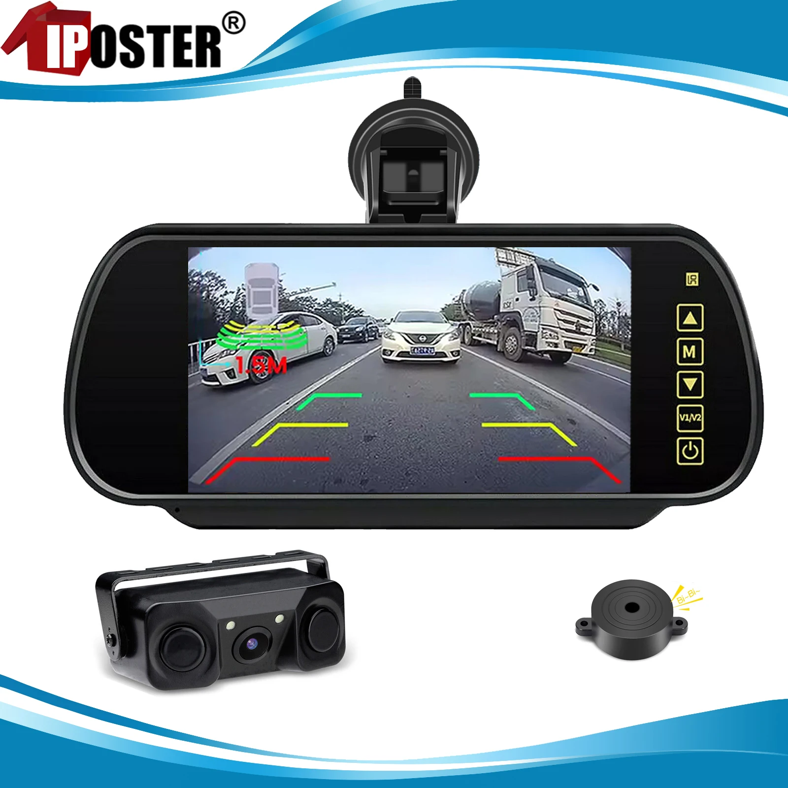 

iPoster 3 In 1 Radar Car Video Parking Sensor Kit Visible LED Parktronic Display System Backup Monitor Reversing Camera Alarm