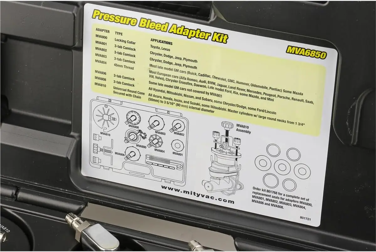 MV6840 Hydraulic Brake and Clutch Pressure Bleeding System, Includes Seven (7) Master Cylinder Adapters, 1.2 Gallon Reservoir