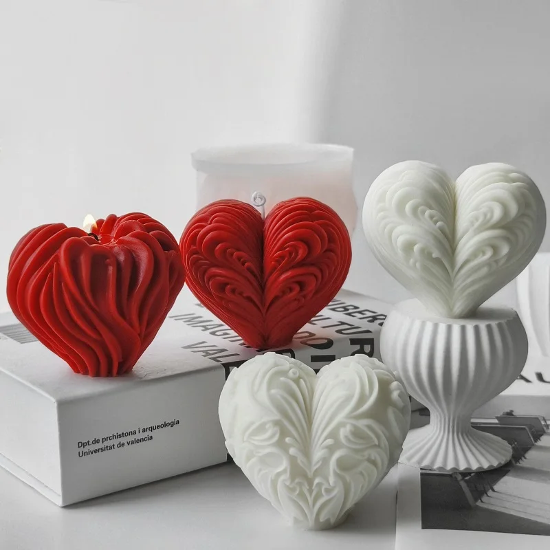 3D Heart Shape Aroma Candle Silicone Mold diy Valentine's Day Love Shaped Handmade Aroma Accompaniment Plasters