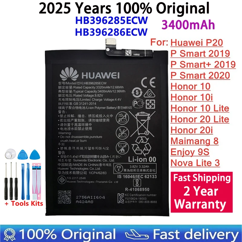 

HB396285ECW HB396286ECW Battery For Honor 20 10 Lite 20i 10i Huawei P Smart 2020 2019 Enjoy 9S Nova Lite 3 Maimang 8 Batteries