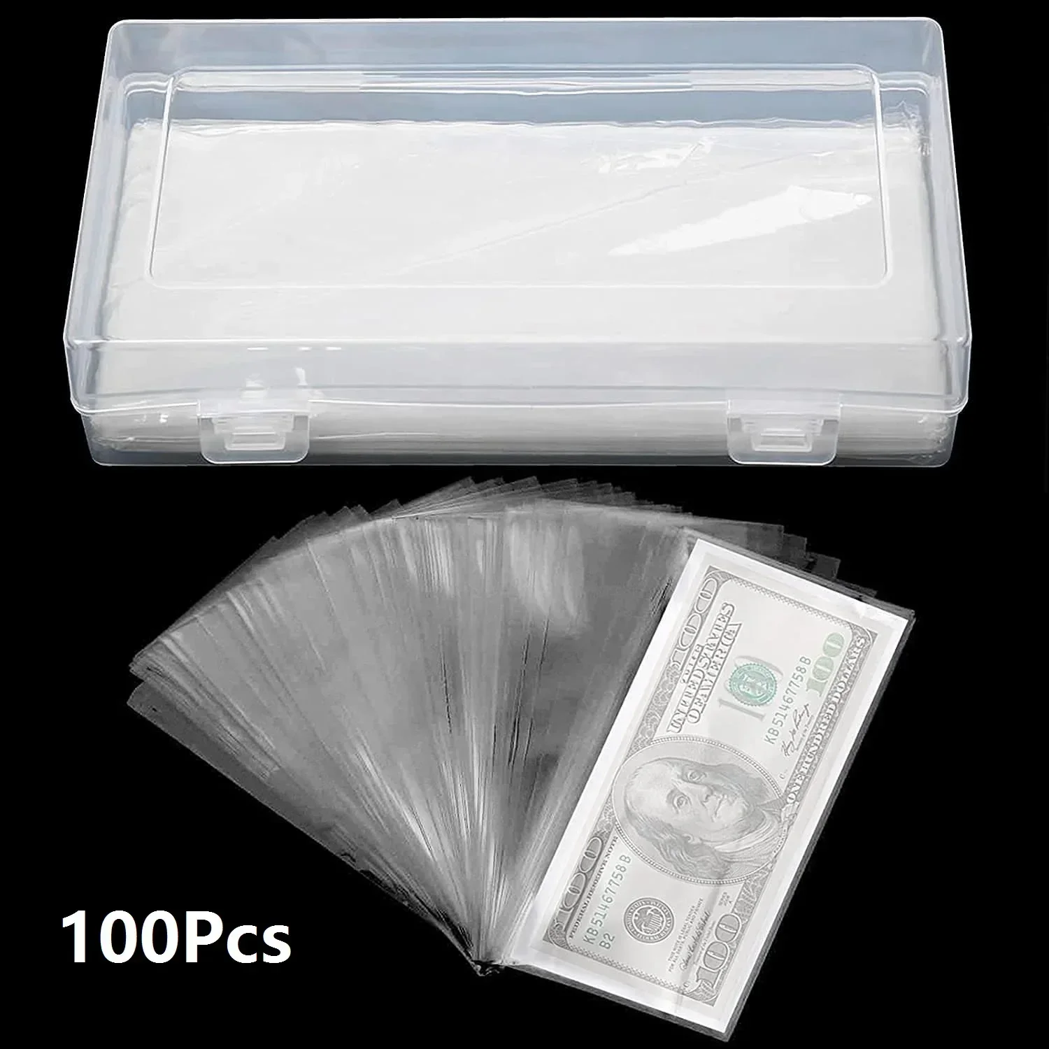 100pcs Banknotes Holder Coin Album Storage Bag Photocards PVC Page Paper Money Cedulas Collection Case Transparent Organizer