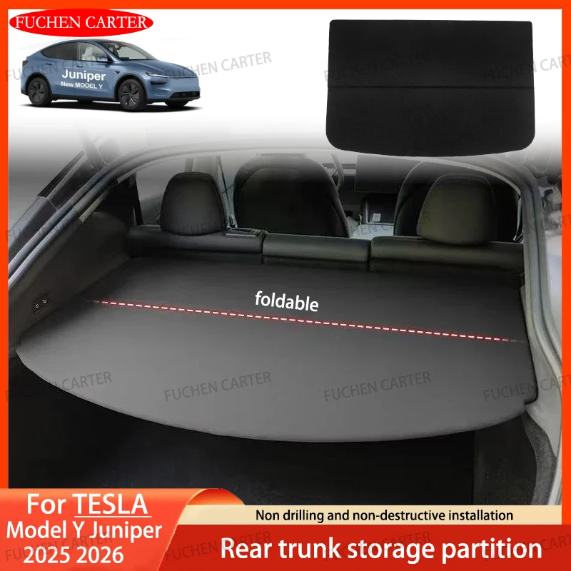 

Trunk Cargo Cover For Tesla New ModelY Juniper2025 Curtain Rear Luggage Carrier Retractable Partition Baffle Plate Extra Storage