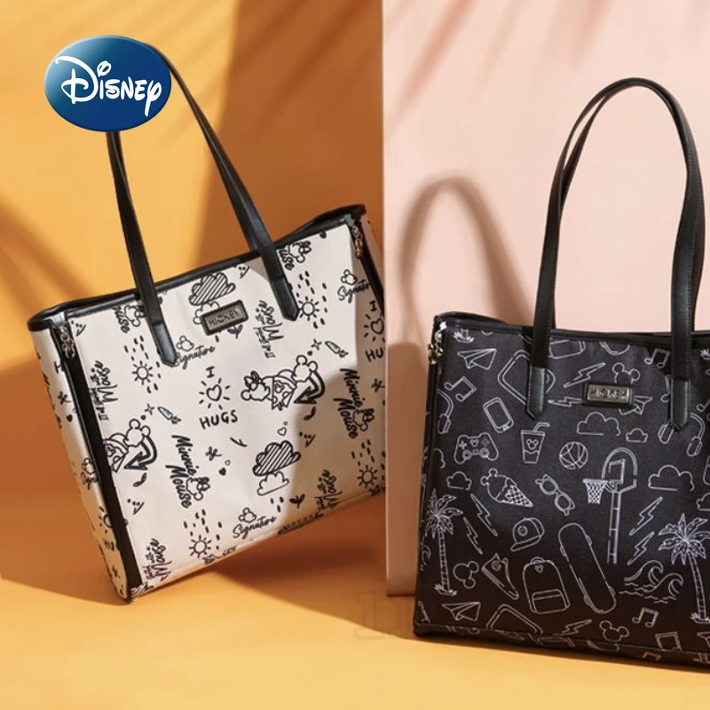 Disney-Bolsa de pañales de Mickey para bebé, bolso portátil Original de marca de lujo, bolso de pañales de moda de dibujos animados, multifuncional