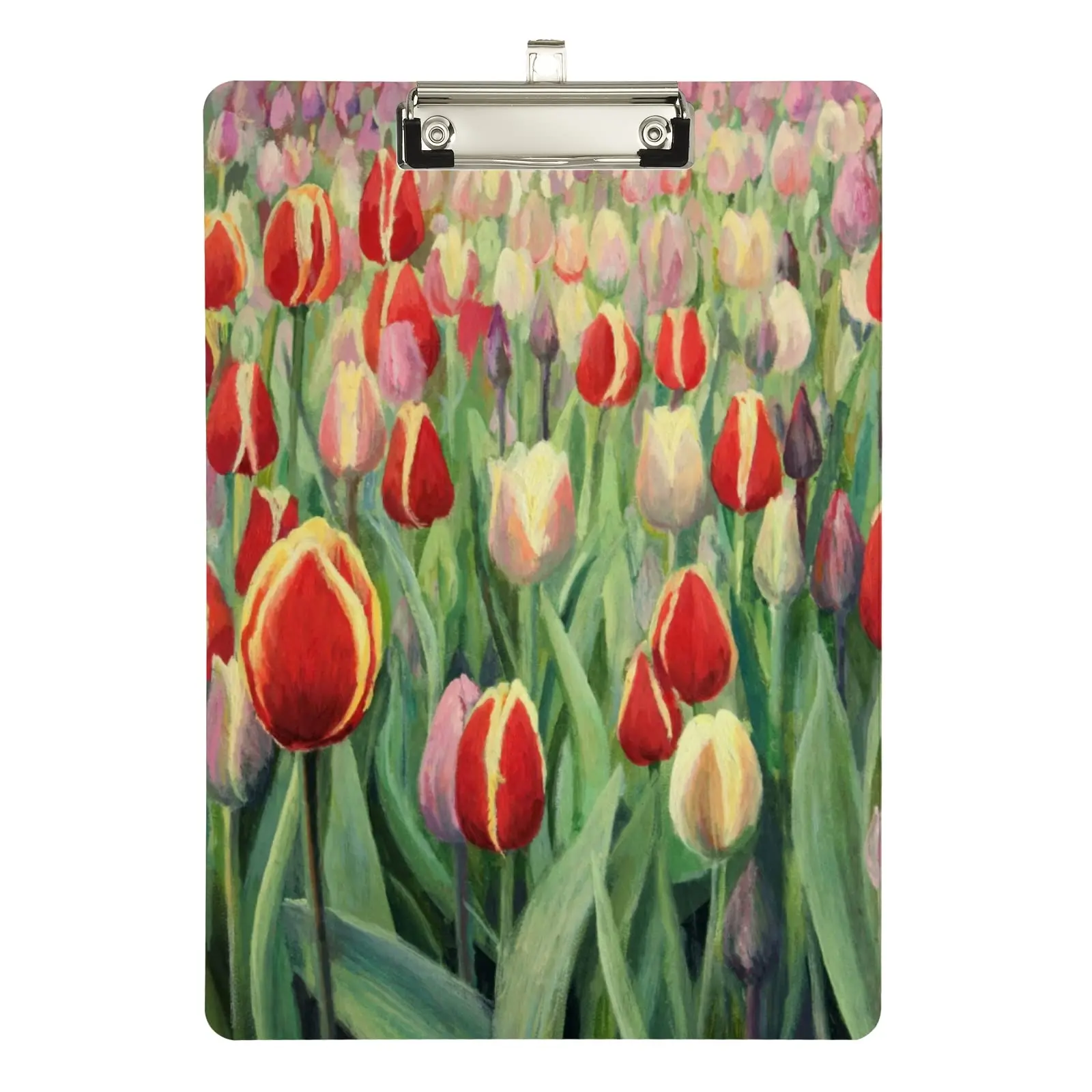 Tulips Acrylic Clipboard with Silver Clip Standard A4 Size Plastic Clipboards for Women Office File Folder Doctor Outdoor Sketch