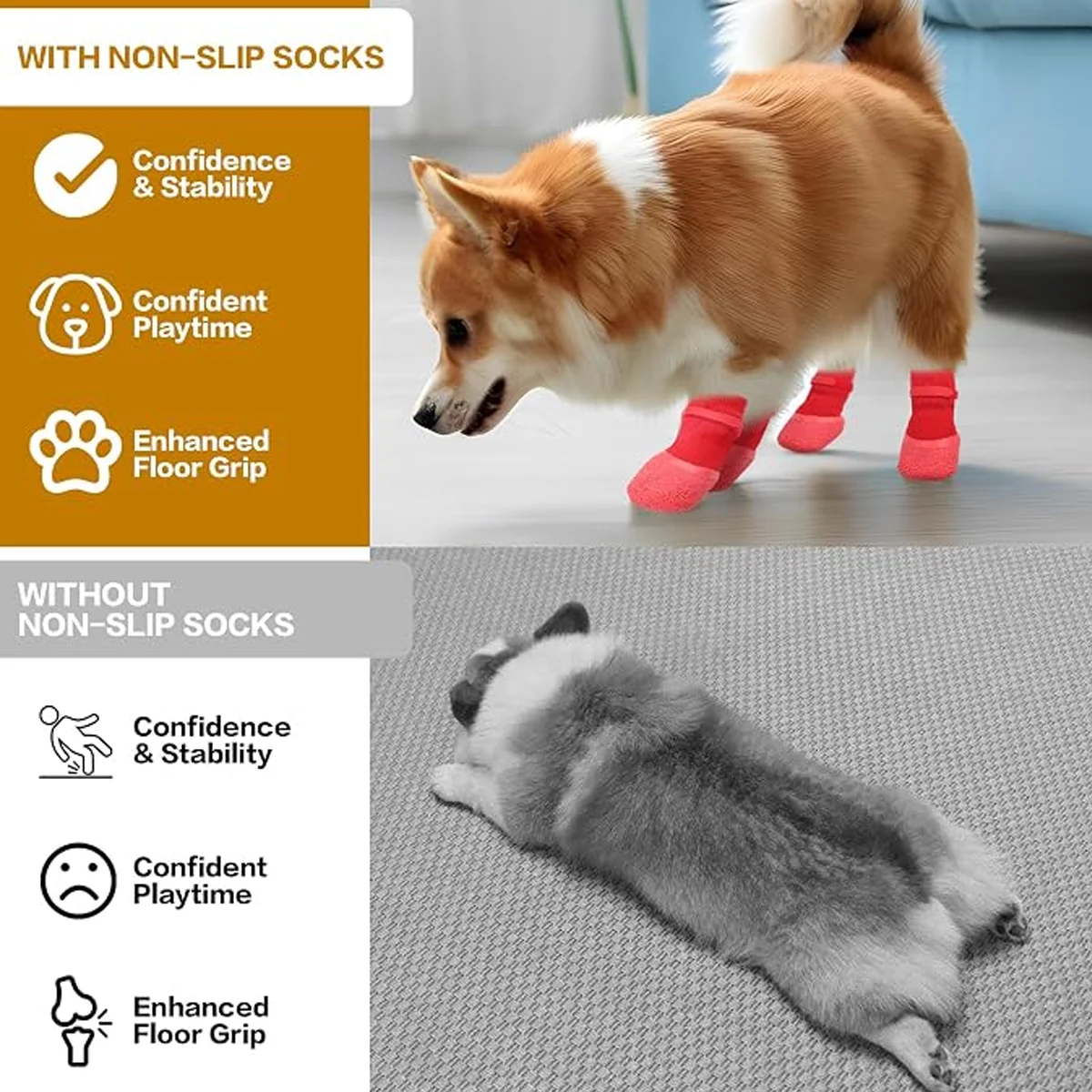 Pet Anti-Slip Dog Socks Prevent Cats & Dogs Licking Paws Waterproof Socks Suitable For Indoor Wooden Floors Outdoor Hot Roads - view 6