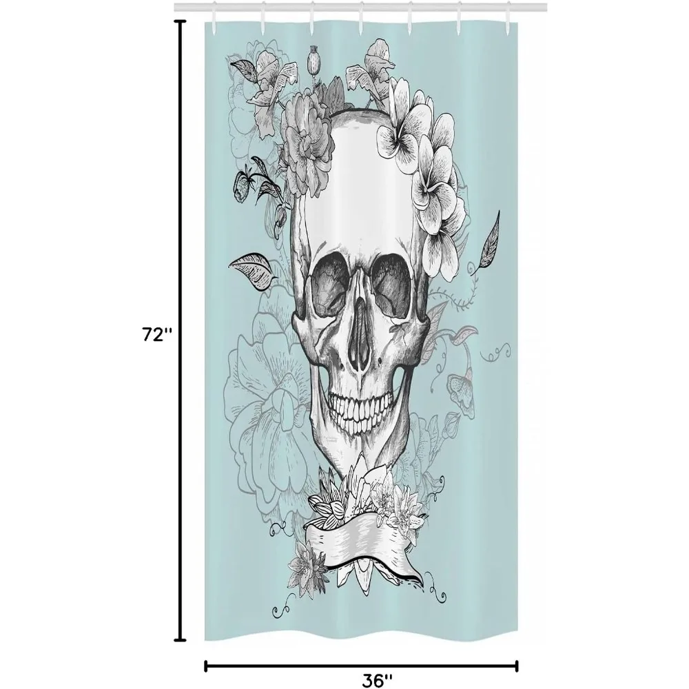 ستارة دش يوم الجمجمة والزهور الموتى، طراز الفن المكسيكي التقليدي، طباعة الجرونج، ملحقات الحمام القماشية