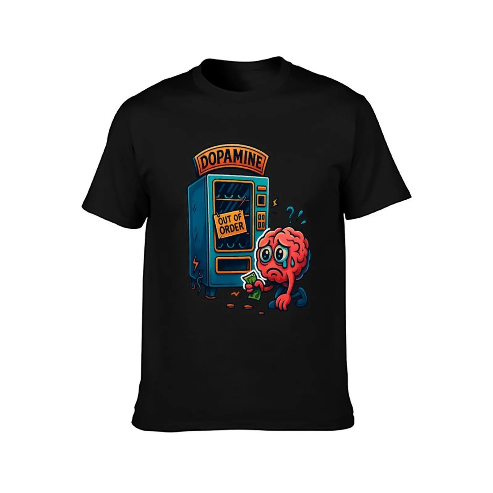 We are out of dopamine T-Shirt, Summer Casual Cotton Tee, Oversized Streetwear Tops, Vintage Graphic Print, Unisex Men Women