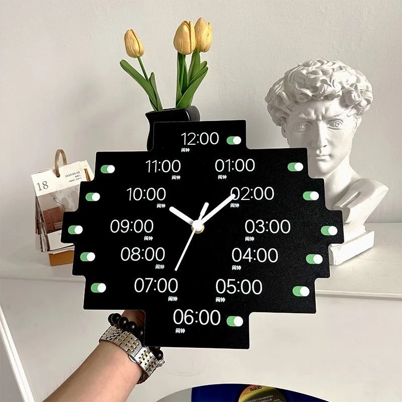 

Акриловые художественные бесшумные настенные часы, черные нерегулярные настенные часы для гостиной, телефон, будильник, креативный современный простой домашний декор