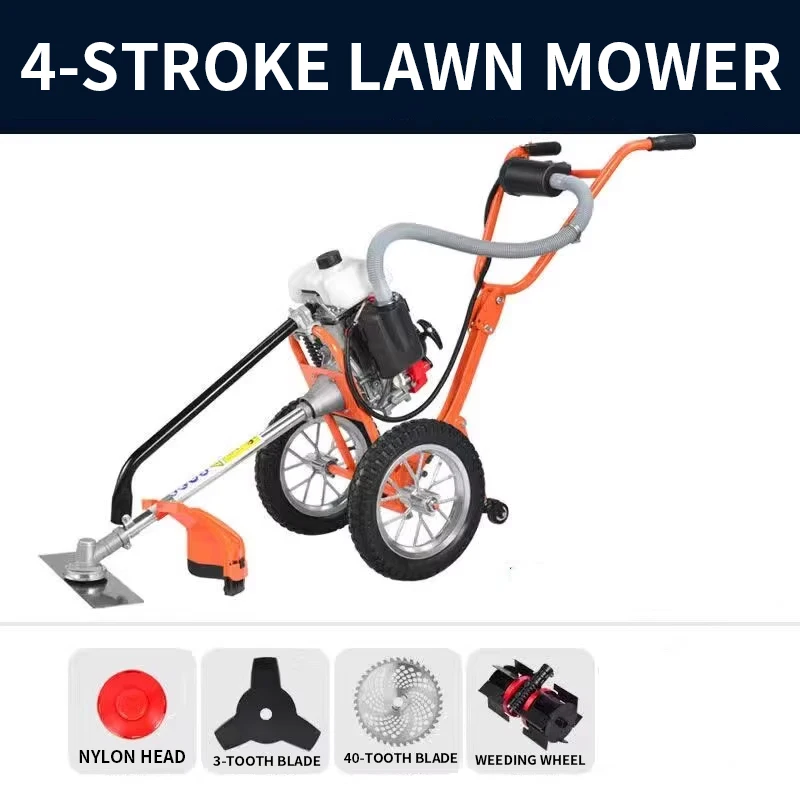 Lawn Mower Hand-push Four-stroke Small Multi-function Agricultural Weeder Harvesting Household Weeding Loosening/Trenching