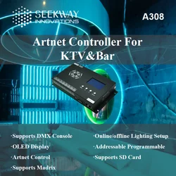 8-portowy kontroler Artnet SPI/TTL i DMX Pixel LED Light AC100V～240V do oświetlenia wewnętrznego, obsługuje Madrix, karta SD, konsola DMX512