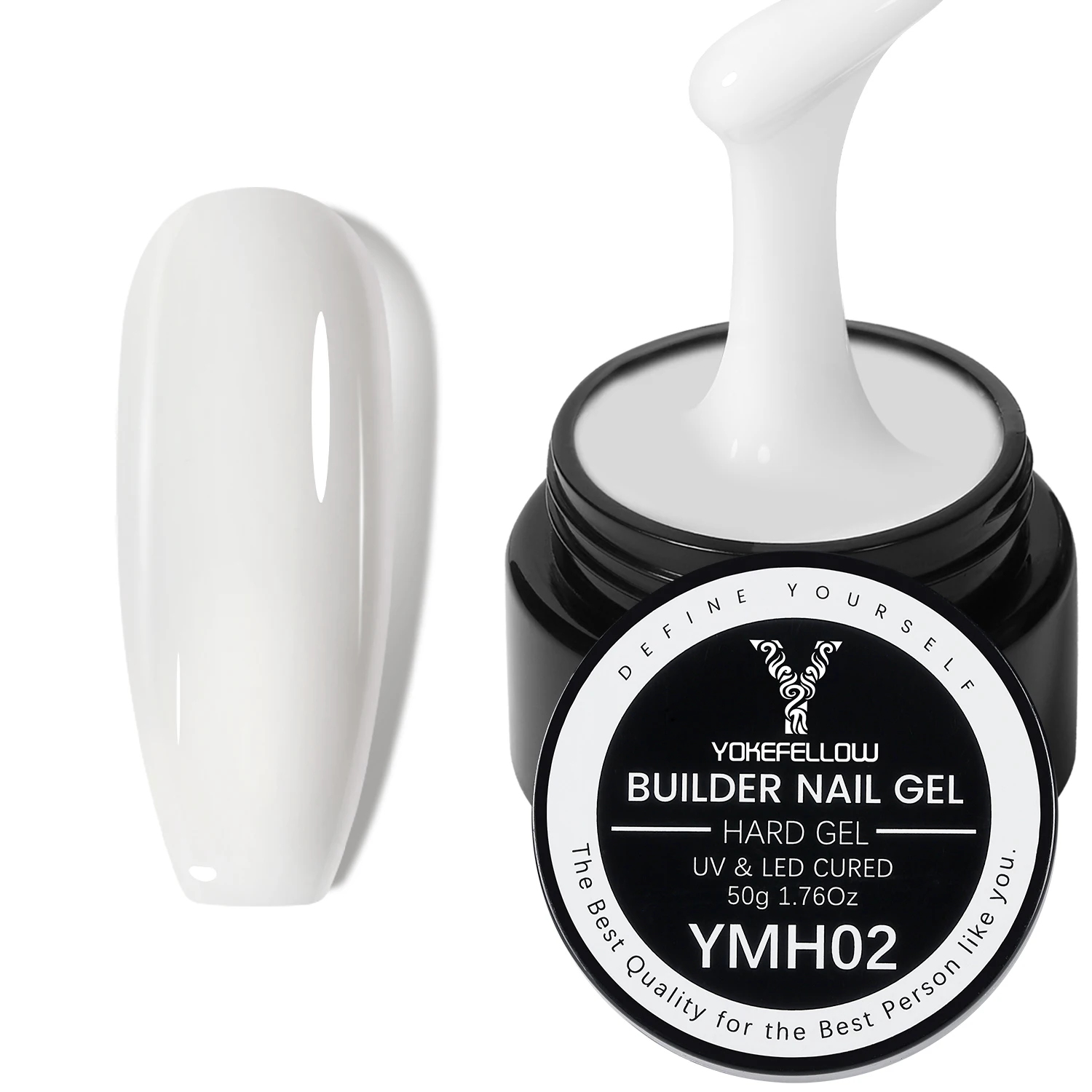 YOKEFELLOW 50g Builder Gel Nail Polish Large Capacity Milk White Hard Gel for Nail Extension Strong Self-Levelling Long Lasting