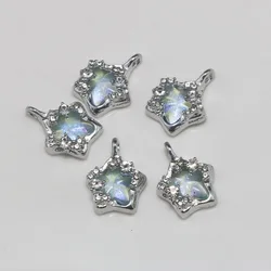 WZNB 10Pcs Crystal Stars Charms Pentagram Alloy Pendant for Jewelry Making Handmade Earring Bracelet Necklaces Diy Accessories
