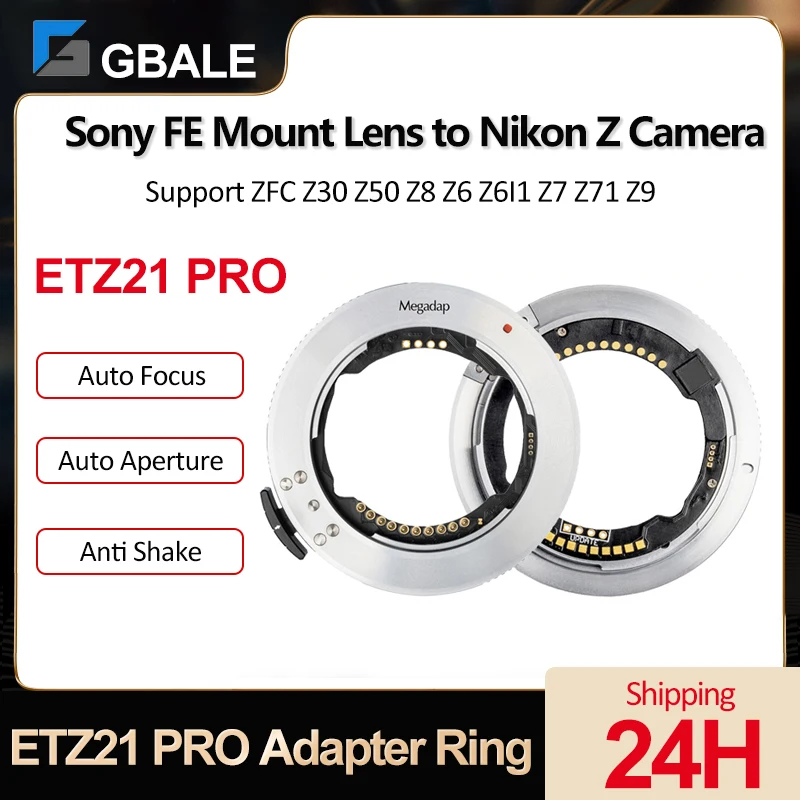 Gabale Megadap ETZ21 PRO Auto Focus Lens Mount Adapter Ring Auto Aperture Anti Shake Ring for Sony FE Lens to Nikon Z Camera